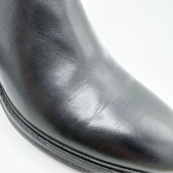 Zara Metal Trim Chunky Heel Black Chelsea Ankle Boots Sz 41 10.5 - Picture 4 of 15